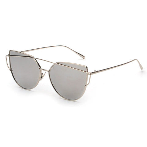 NEW Brand Designer Women Sunglasses Metal Frame Flat Vintage Mirror Shades