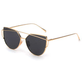 NEW Brand Designer Women Sunglasses Metal Frame Flat Vintage Mirror Shades