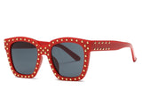 Sunglasses Women Steampunk Brand Designer Rivets Decoration Mirror Sun Glasses With Box