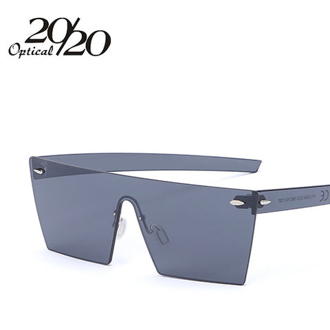 20/20 Brand Vintage Sunglasses Rimless Square Frame Travel Flat Panel Lens Male Sun Glasses Women