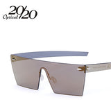 20/20 Brand Vintage Sunglasses Rimless Square Frame Travel Flat Panel Lens Male Sun Glasses Women