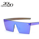 20/20 Brand Vintage Sunglasses Rimless Square Frame Travel Flat Panel Lens Male Sun Glasses Women