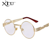 Gothic Steampunk Sunglasses For Men or Women Metal Round Designer Sunglasses High Quality UV400
