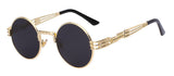 Gothic Steampunk Sunglasses For Men or Women Metal Round Designer Sunglasses High Quality UV400