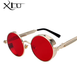 Round Metal Steampunk Men or Women Fashion Glasses Brand Designer Retro Vintage Sunglasses UV400