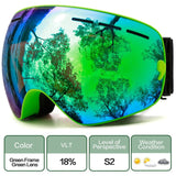 Mirror Double Layered Lens Ski and Snowboard Goggles, with Anti-fog UV400 Protection for Men Women Youth