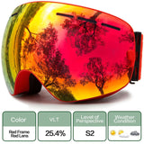 Mirror Double Layered Lens Ski and Snowboard Goggles, with Anti-fog UV400 Protection for Men Women Youth