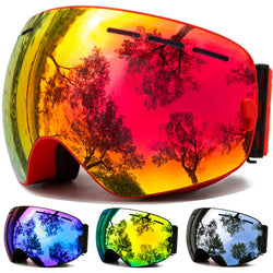 Mirror Double Layered Lens Ski and Snowboard Goggles, with Anti-fog UV400 Protection for Men Women Youth