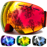 Mirror Double Layered Lens Ski and Snowboard Goggles, with Anti-fog UV400 Protection for Men Women Youth